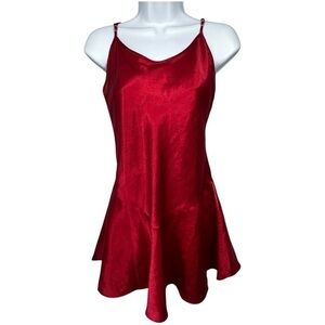 Vtg. Victorias Secret Collection Red Drop Waist Silky Slip Camisole Dress Size S